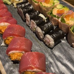 Golden Tuna Special Roll, Yellowtail Roll, Pink Lady Roll
