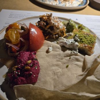 Doya - Mix of dishes on a plate- the short rib baklava was the favorite and the yogurt Kebab 2nd favorite - Turkish Near Me - Miami, Florida