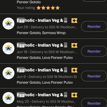 Eggholic - Indian Street Food - Proof of my orders - Indian Near Me - Chicago, Illinois