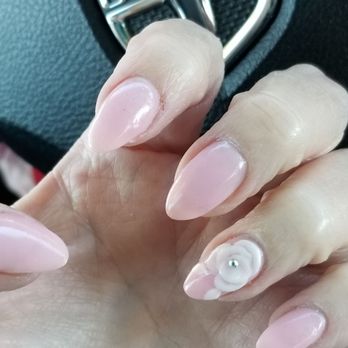Gloss & Feathers - Kathy did my nails today. I love the 3D flower and the soft pink. - Nail Salons Near Me - Phoenix, Arizona Gloss & Feathers - Kathy did my nails today. I love the 3D flower and the soft pink. - Nail Salons Near Me - Phoenix, Arizona
