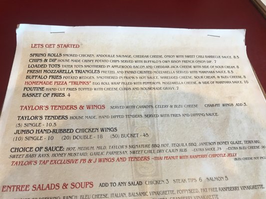 Menu photo 5 Taylor’s Tap and Grill Niagara Falls, NY