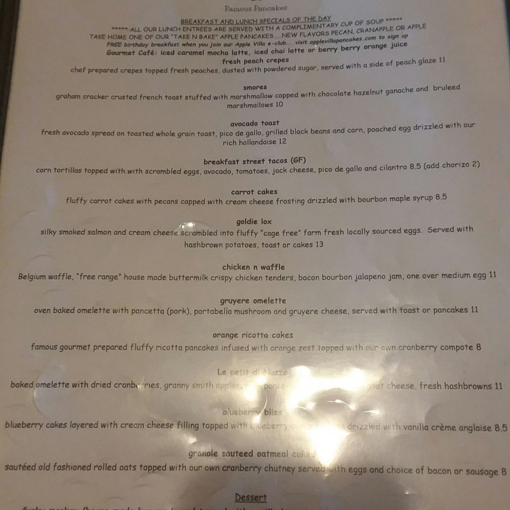 Apple Villa Cafe - The specials menu is sheet culinary genius! - Breakfast & Brunch Near Me - Batavia, Illinois