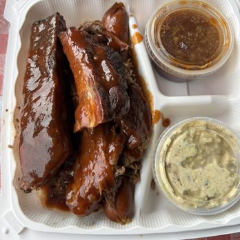 Jon Jon's - #9 combo: brisket, rib, hot link - Barbeque Near Me - San Jose, California