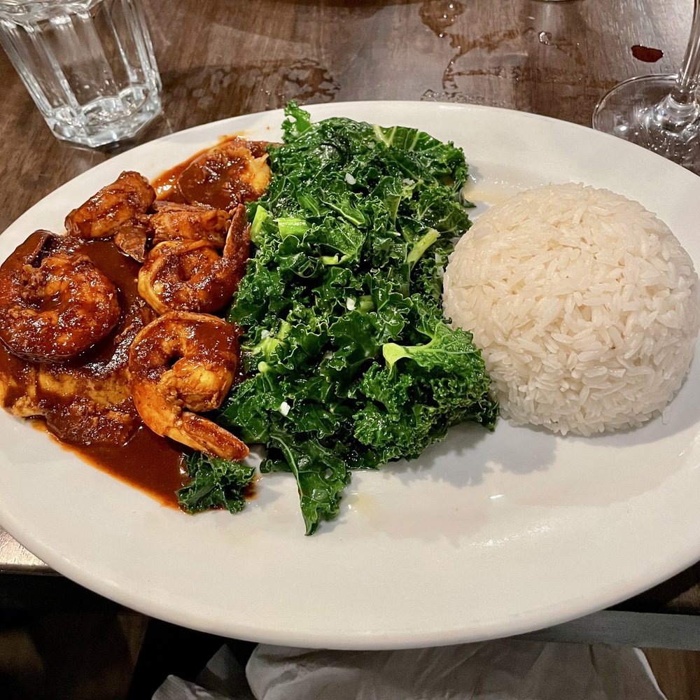 Chango Kitchen - Shrimp in red mole sauce - Latin American Near Me - Hoboken, New Jersey Chango Kitchen - Shrimp in red mole sauce - Latin American Near Me - Hoboken, New Jersey