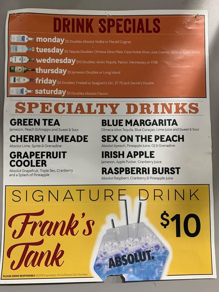 FRANK’S TAVERN Updated August 2024 1669 ster St, Dayton, Ohio