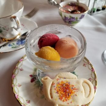 Queen Mary Tea Room - 3 sorbets and shortbread cookie to clear the palate - Desserts Near Me - Seattle, Washington Queen Mary Tea Room - 3 sorbets and shortbread cookie to clear the palate - Desserts Near Me - Seattle, Washington