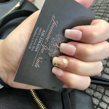 Jasmine Spa Nails - Gel extension with gel ombré And gold foil detail - Nail Salons Near Me - Pasadena, California Jasmine Spa Nails - Gel extension with gel ombré And gold foil detail - Nail Salons Near Me - Pasadena, California