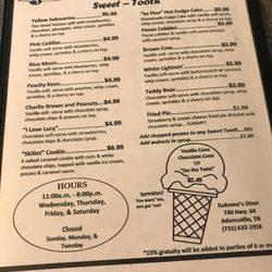 Kokomo's 50's Diner - Menu
