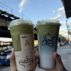 Heytea - Matcha cloud jasmine latte and cloud coconut blue