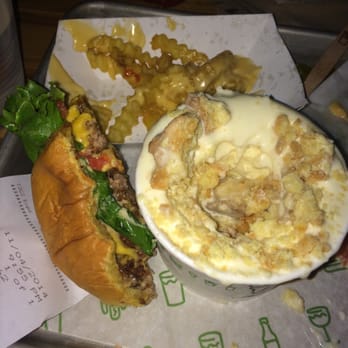 Shake Shack River North - Shack burger with cheese fries and the salted banana carameL concrete mixer. - Burgers Near Me - Chicago, Illinois Shake Shack River North - Shack burger with cheese fries and the salted banana carameL concrete mixer. - Burgers Near Me - Chicago, Illinois