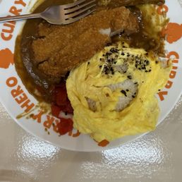 Katsu and omelet curry