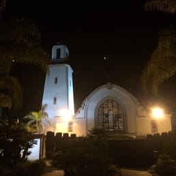 Outside of the church at night