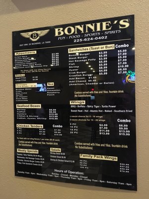Menu photo 2 Bonnie's Vacherie, LA