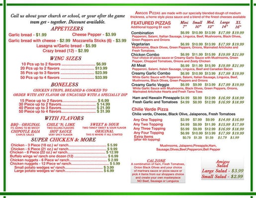 Menu photo 1 Amigo's Pizza Bakersfield, CA