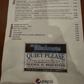 Birchmere - Menu - Music Venues Near Me - Alexandria, Virginia