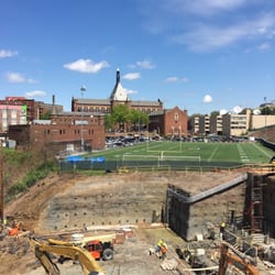 Central Catholic High School - View of the pit being dug for new CMU business school, CC football field (where Dan Marino and Mark Bulger played) and CC high school.