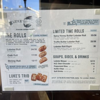 Luke's Lobster Penn Quarter - Menu as of November 2022 - Seafood Near Me - Washington, DC, District of Columbia Luke's Lobster Penn Quarter - Menu as of November 2022 - Seafood Near Me - Washington, DC, District of Columbia