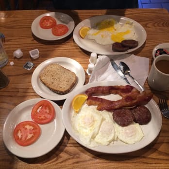 Cracker Barrel Old Country Store - Low carb breakfast. Double meat, three eggs, no grits, gravy or biscuits. 1 slice multigrain toast. Requested to substitute tomatoes. - Breakfast & Brunch Near Me - Sullivan, Missouri