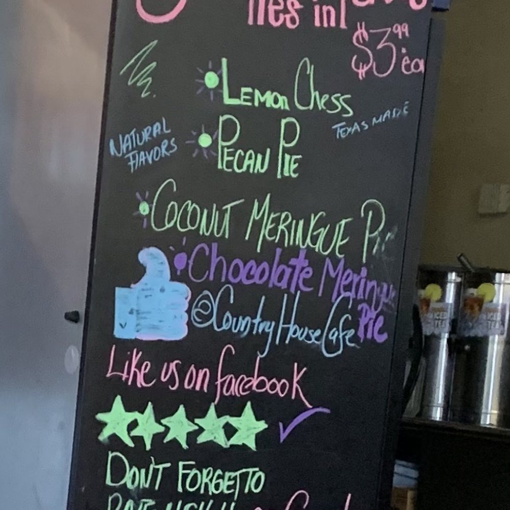 Country House Cafe - a blackboard with a menu on it - American Near Me - Terrell, Texas