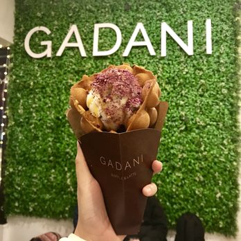 Gadani - Churro waffle with blueberry yogurt, passion fruit syrup and dried rose petals ($8) - Coffee & Tea Near Me - Berkeley, California Gadani - Churro waffle with blueberry yogurt, passion fruit syrup and dried rose petals ($8) - Coffee & Tea Near Me - Berkeley, California