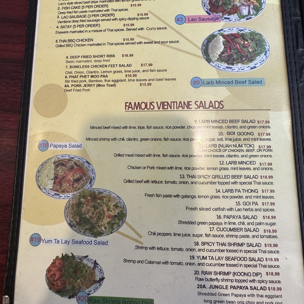 Vientiane Lao Thai - Menu as of 4/9/2026 a few price updates - Thai Near Me - Garden Grove, California Vientiane Lao Thai - Menu as of 4/9/2026 a few price updates - Thai Near Me - Garden Grove, California