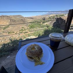 River Rock Roasting Co - Bagel sandwich with sausage