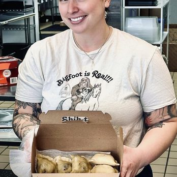 Sweet CLE bus - Lizz packaging up our pierogi order! - Polish Near Me - Westerville, Ohio