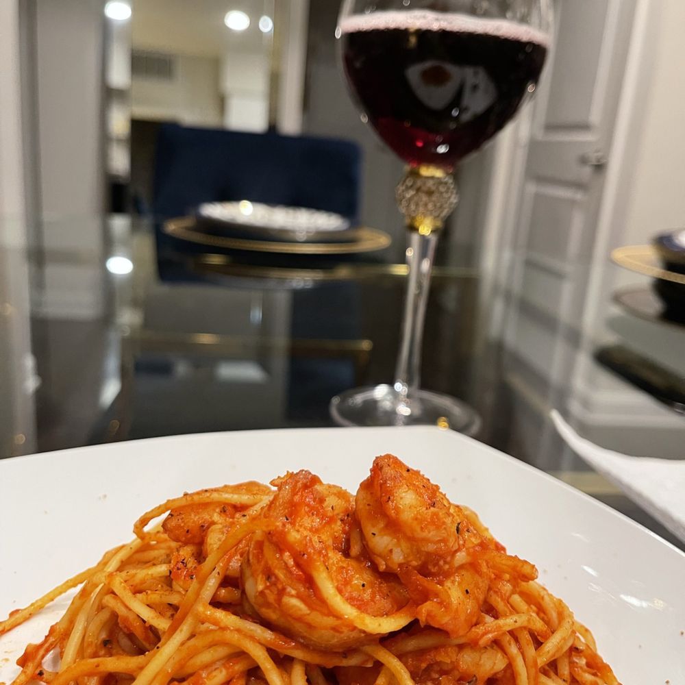 Mama Says - Took home to enjoy with wine. Shrimp marinara! Sooo good! - Salad Near Me - Torrance, California Mama Says - Took home to enjoy with wine. Shrimp marinara! Sooo good! - Salad Near Me - Torrance, California
