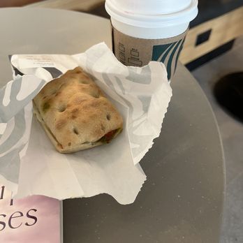 Starbucks - Roasted Tomato & Mozzarella Panini and hot chai tea latte - Coffee & Tea Near Me - Loomis, California