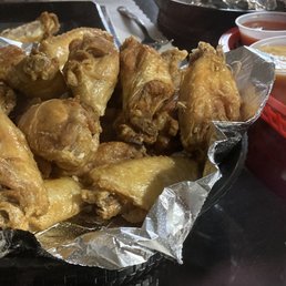 a basket of chicken wings a basket of chicken wings