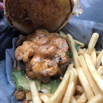 Ben Hill Grill - Ben Hill Grill Stuffed Shrimp Burger - Burgers Near Me - Atlanta, Georgia