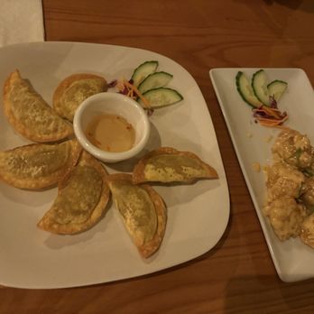 Rustic Barn Restaurant - Curry puff (left), shrimp appetizer (right) - Thai Near Me - Danville, Virginia