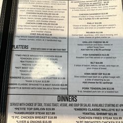 The Embers Restaurant and Lounge - Menu