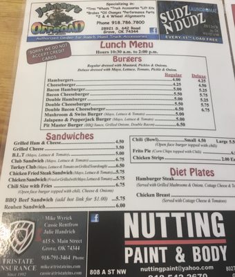 Menu photo 1 Pit Stop Cafe Grove, OK