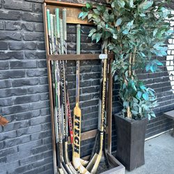 Moonshine BBQ - Outside the entry door just some hockey sticks