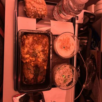 Qatar Airways - Beef and potatoes Barley salad Bread Dessert - Airlines Near Me - Queens, New York Qatar Airways - Beef and potatoes Barley salad Bread Dessert - Airlines Near Me - Queens, New York
