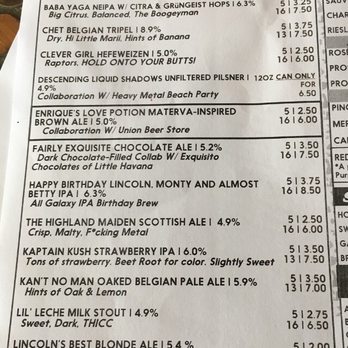 Lincoln's Beard Brewing - Today's beer menu - Breweries Near Me - Miami, Florida Lincoln's Beard Brewing - Today's beer menu - Breweries Near Me - Miami, Florida