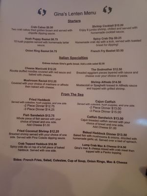 Menu photo 1 Gina's Italian Kitchen & Tavern Hamilton, OH Menu photo 1 Gina's Italian Kitchen & Tavern Hamilton, OH