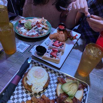 Hamburger Mary's - Brunch Menu - Hangover Burger, Chilaquiles, and Chicken & Waffles - American Near Me - Ontario, California Hamburger Mary's - Brunch Menu - Hangover Burger, Chilaquiles, and Chicken & Waffles - American Near Me - Ontario, California