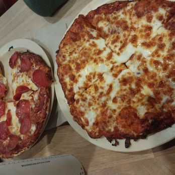 Round Table Pizza - Personal sized pizzas. Pepperoni on the left. Cheese on the right - Pizza Near Me - San Diego, California