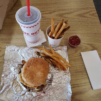 Five Guys - Wow, 1780+ calories and $17 for this meal.The food is fresh, however, the burger itself is a bit plan with little taste, fries are good. - Burgers Near Me - San Antonio, Texas Five Guys - Wow, 1780+ calories and $17 for this meal.The food is fresh, however, the burger itself is a bit plan with little taste, fries are good. - Burgers Near Me - San Antonio, Texas