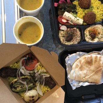 Cedar Palace - Lentil soup, vegetarian platter, and kafta kebab - Lebanese Near Me - Chicago, Illinois