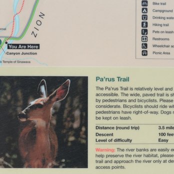 Pa'rus Trail - Pa'rus Trail sign - Hiking Near Me - Springdale, Utah