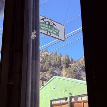 Silver Plume Provisions - Looking at the exterior signage from the inside - Breakfast & Brunch Near Me - Silver Plume, Colorado Silver Plume Provisions - Looking at the exterior signage from the inside - Breakfast & Brunch Near Me - Silver Plume, Colorado