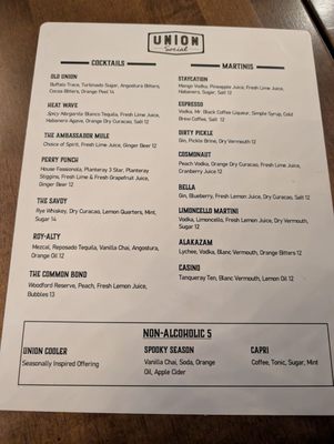 Menu photo 5 Union Social Fort Wayne, IN