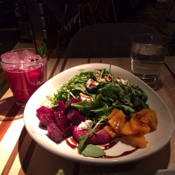 Root Down DIA - Beet Cocktail and beet salad - New American Near Me - Denver, Colorado Root Down DIA - Beet Cocktail and beet salad - New American Near Me - Denver, Colorado