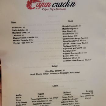 Cajun Crack'n - Beer menu - Seafood Near Me - Milpitas, California Cajun Crack'n - Beer menu - Seafood Near Me - Milpitas, California