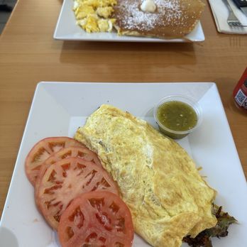 George's Cafe - Chorizo Omelet and Pancake combo - Breakfast & Brunch Near Me - West Covina, California