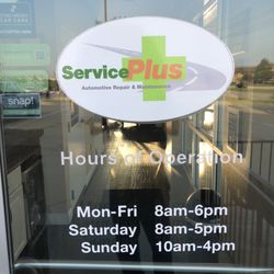 Service Plus Automotive Repair & Maintenance - Hours of Operation