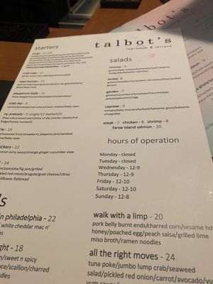 Menu photo 3 Talbot's Taproom & Terrace Mercer, PA Menu photo 3 Talbot's Taproom & Terrace Mercer, PA